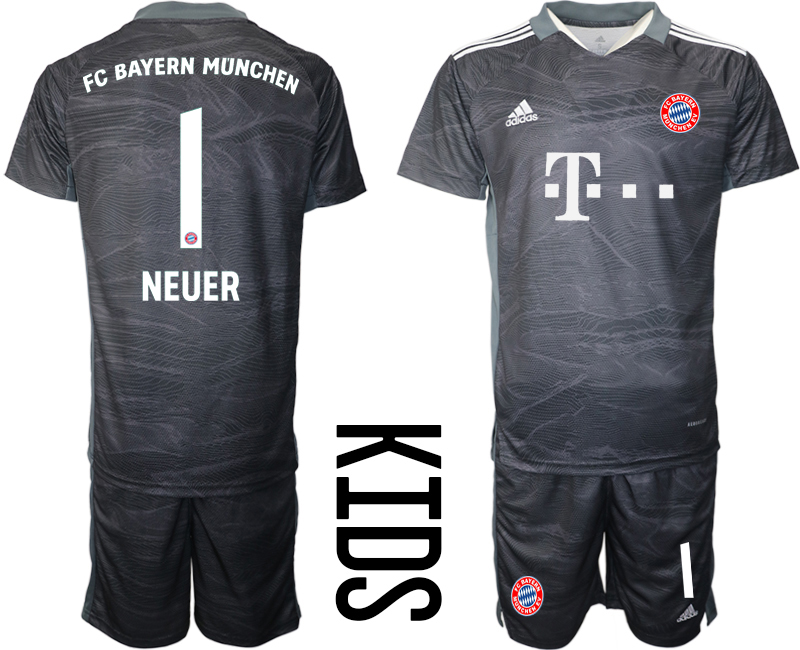 Youth 2021-2022 Club Bayern Munich black goalkeeper #1 Soccer Jersey->customized soccer jersey->Custom Jersey